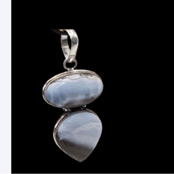 Blue Owyhee Opal Pendant handmade with organza pouch and satin cord necklace - Picture 1 of 5